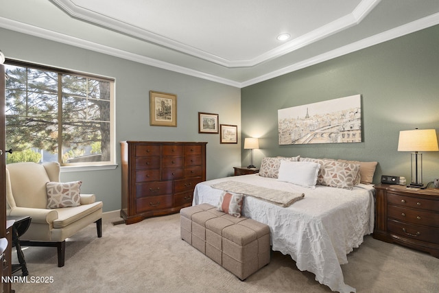 6694 Aston Cir, Sparks, NV 89436 - bedroom with carpet flooring, a tray ceiling, and ornamental molding