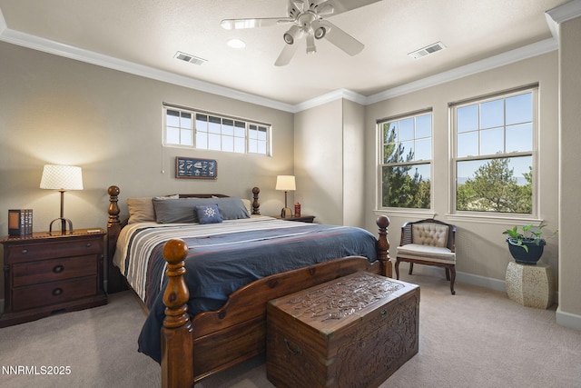 6694 Aston Cir, Sparks, NV 89436 - bedroom featuring carpet, crown molding, and a ceiling fan