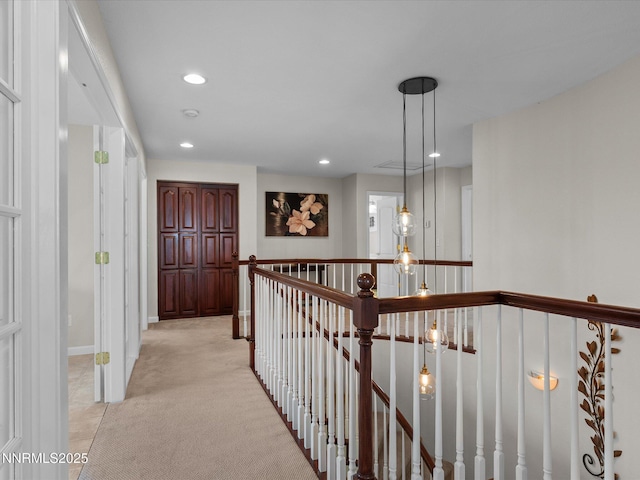 1121 Sageberry Ct, Reno, NV 89509 - hallway featuring an upstairs landing, recessed lighting, and light colored carpet