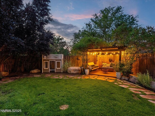 1121 Sageberry Ct, Reno, NV 89509 - view of yard with an outdoor hangout area, a pergola, and a patio