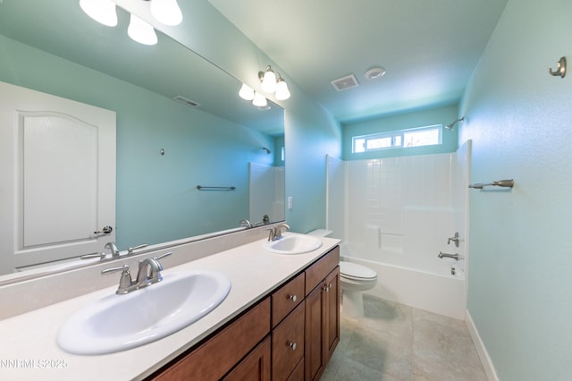 3720 Zoroaster Ct, Sparks, NV 89436 - bathroom with toilet, double vanity, bathtub / shower combination, and tile patterned floors