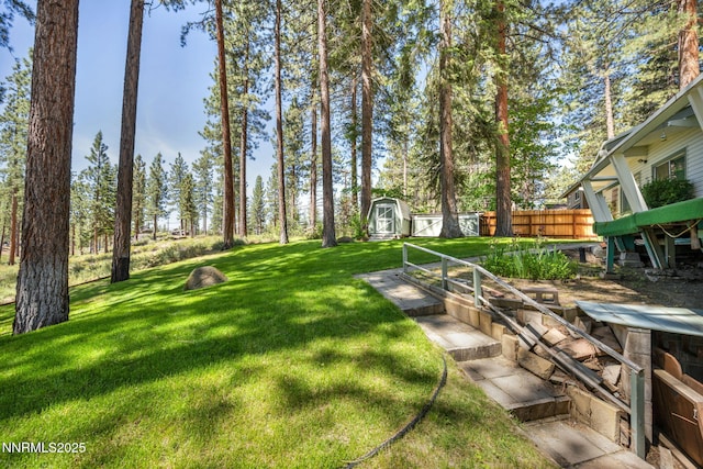 161 Willow Dr, Zephyr Cove, NV 89448 - view of green lawn with a storage shed