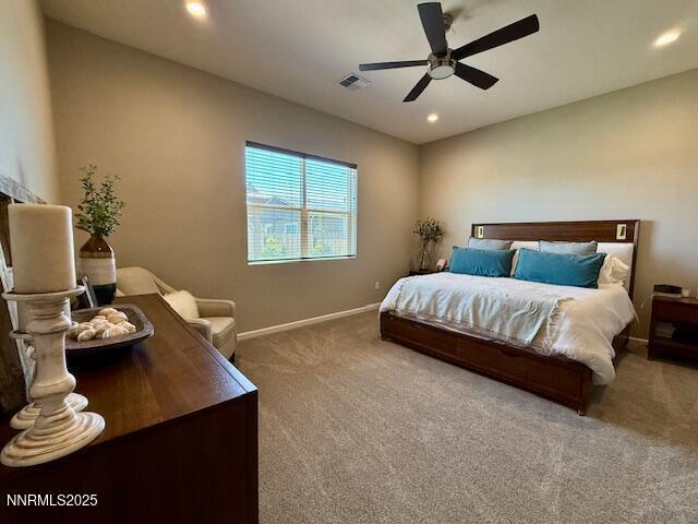 7800 Hoback Dr, Sparks, NV 89436 - carpeted bedroom featuring recessed lighting, baseboards, and ceiling fan