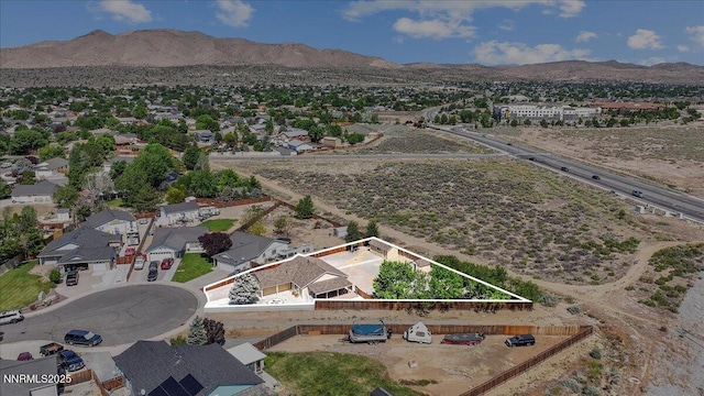 51 Badger Creek Ct, Sparks, NV 89436 - aerial view of residential area with property boundaries highlighted and a mountain backdrop