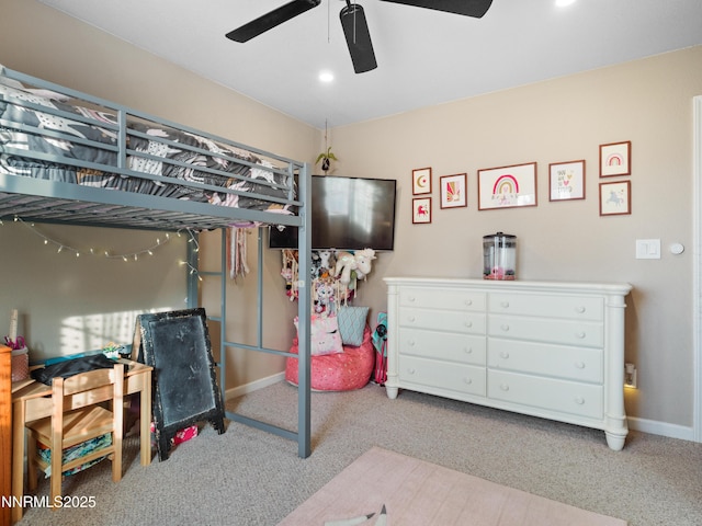 733 Bowles Ln, Gardnerville, NV 89460 - carpeted bedroom featuring baseboards, a ceiling fan, and recessed lighting