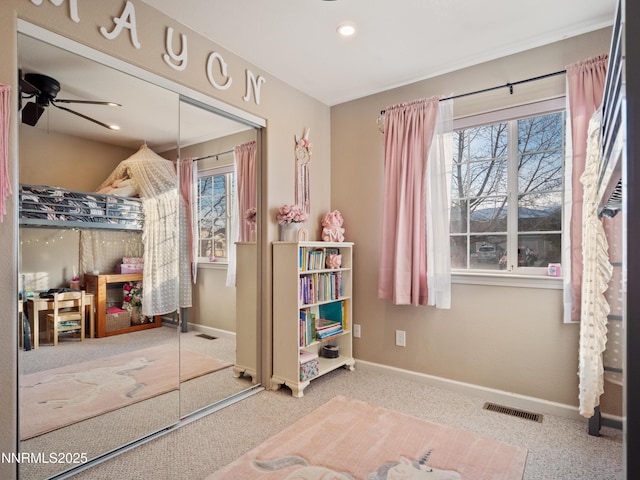 733 Bowles Ln, Gardnerville, NV 89460 - bedroom featuring baseboards, a closet, recessed lighting, and carpet