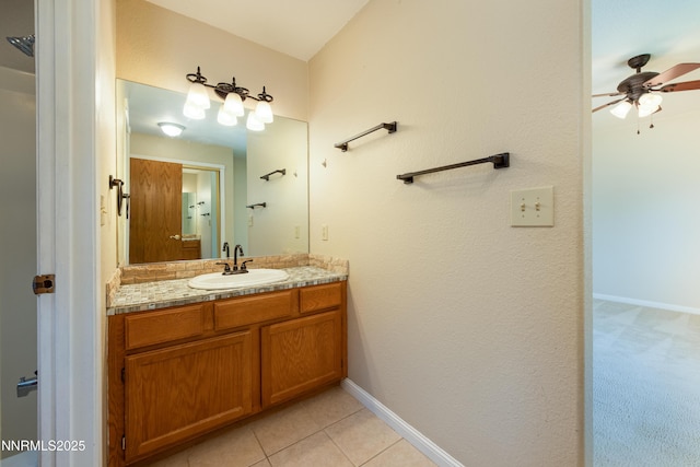 804 Bluerock Rd, Gardnerville, NV 89460 - bathroom featuring ceiling fan, vanity, and tile patterned flooring