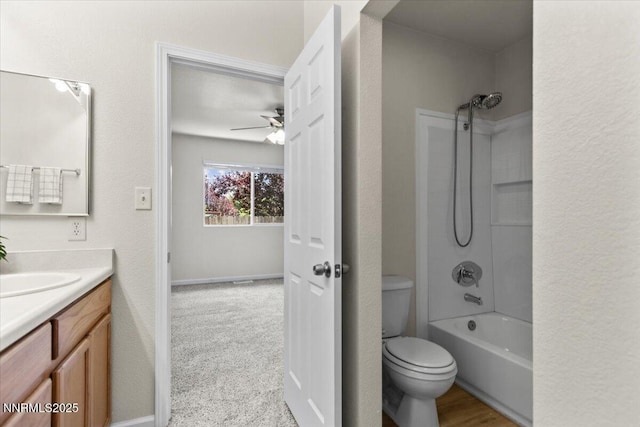 7250 Timber Ridge Ct, Reno, NV 89523 - full bath featuring vanity,  shower combination, and a ceiling fan