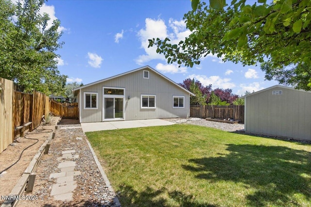 7250 Timber Ridge Ct, Reno, NV 89523 - back of house with a fenced backyard, a storage shed, and a patio area