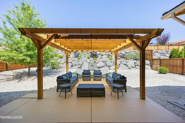 4697 High Pass Ct, Sparks, NV 89436 - fenced backyard featuring outdoor lounge area, a pergola, and a patio area