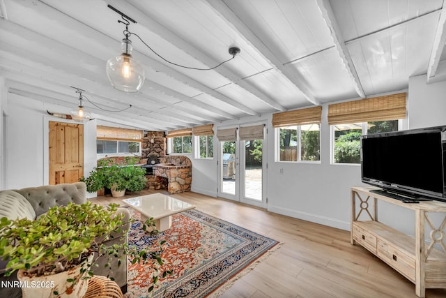 705 Elm St, Carson City, NV 89703 - living room with a wood stove and light wood finished floors