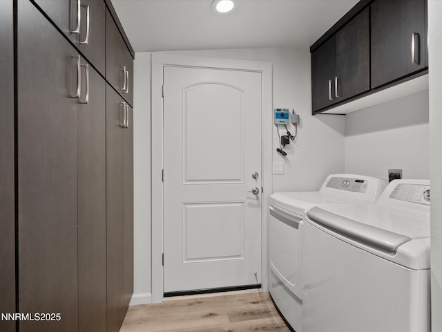 605 Jerry Dr, Zephyr Cove, NV 89448 - laundry room featuring cabinet space, washer and dryer, light wood-style flooring, and recessed lighting