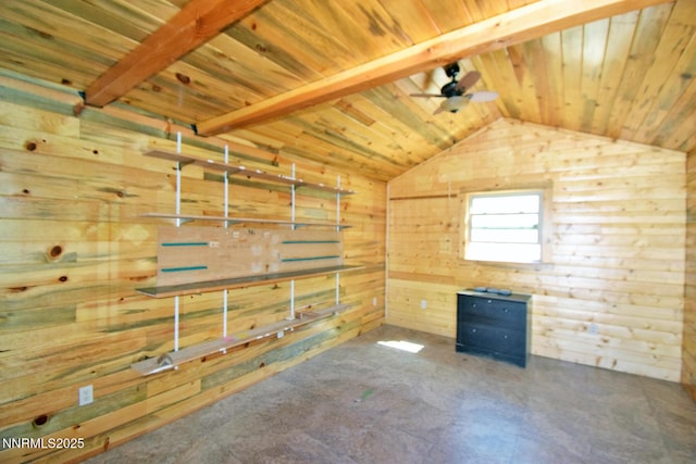 35 Count Fleet Ct, Reno, NV 89502 - spare room with wooden walls, wooden ceiling, vaulted ceiling, and a ceiling fan