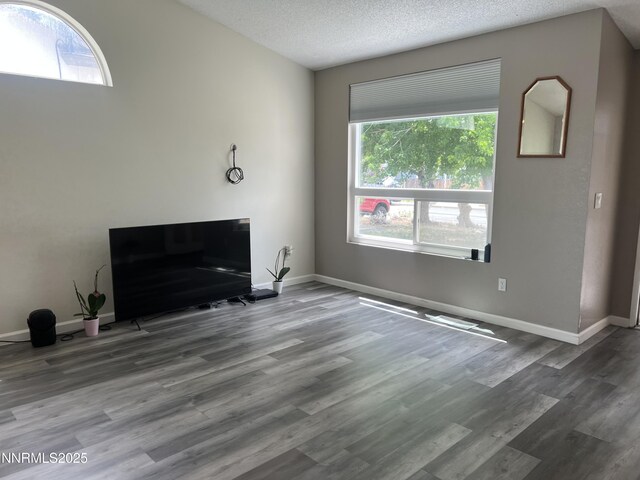 7785 Crystal Shores Dr, Reno, NV 89506 - unfurnished living room with healthy amount of natural light, wood finished floors, and a textured ceiling