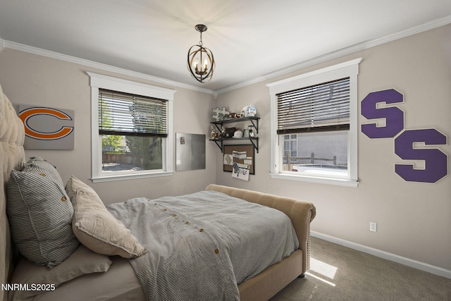 3128 Wild Iris Ct, Sparks, NV 89436 - carpeted bedroom with crown molding and a chandelier