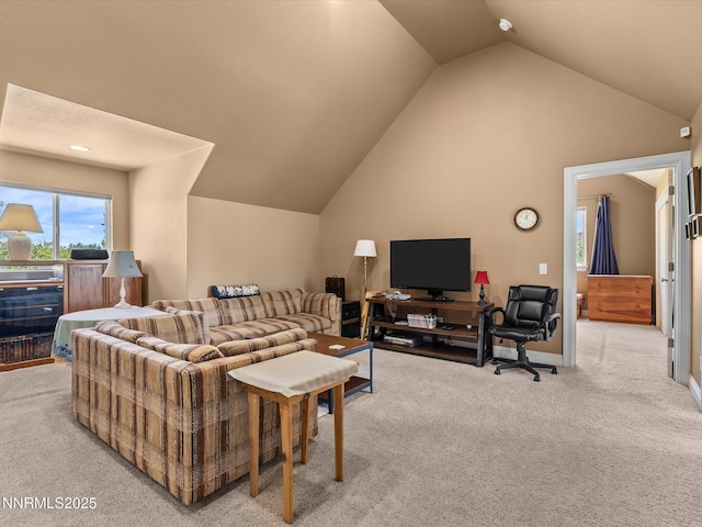 4903 Killdeer Rd, Carson City, NV 89701 - carpeted living area featuring lofted ceiling