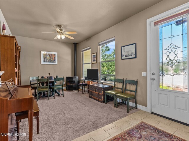4903 Killdeer Rd, Carson City, NV 89701 - office area featuring healthy amount of natural light, light tile patterned floors, and ceiling fan