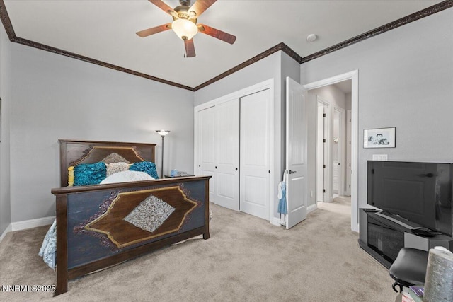 8692 18th Hole Trl, Reno, NV 89523 - bedroom featuring ornamental molding, carpet, a closet, and a ceiling fan