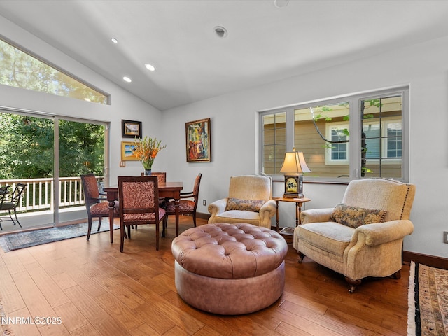 275 Deer Ct, Incline Village, NV 89451 - sitting room featuring wood-type flooring, recessed lighting, and vaulted ceiling