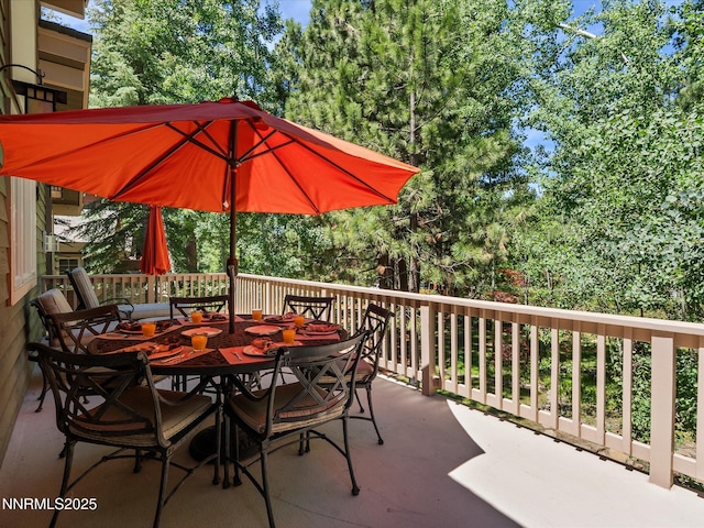 275 Deer Ct, Incline Village, NV 89451 - view of patio / terrace featuring outdoor dining area and view of wooded area