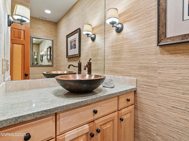 275 Deer Ct, Incline Village, NV 89451 - bathroom with vanity and tile walls