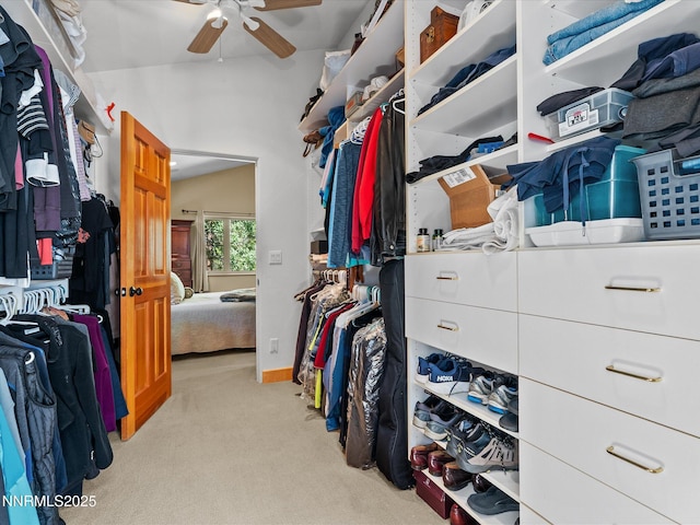 275 Deer Ct, Incline Village, NV 89451 - walk in closet featuring light colored carpet and ceiling fan