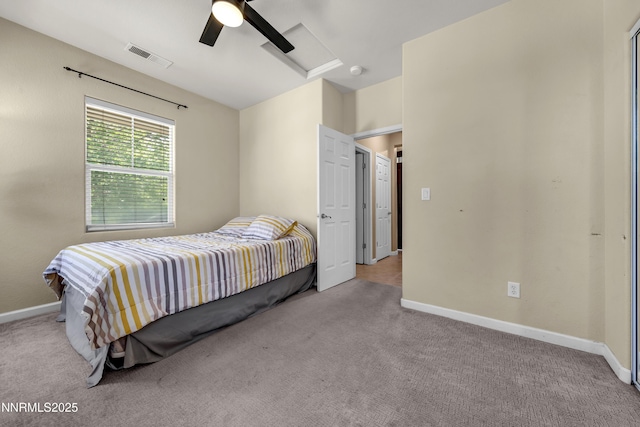 10509 Yuba Ct, Reno, NV 89521 - carpeted bedroom with attic access and a ceiling fan