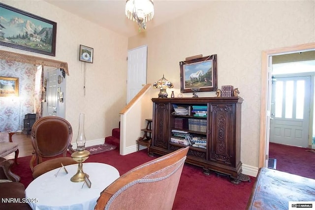 1016 S C St, Virginia City, NV 89440 - sitting room with carpet floors and stairway