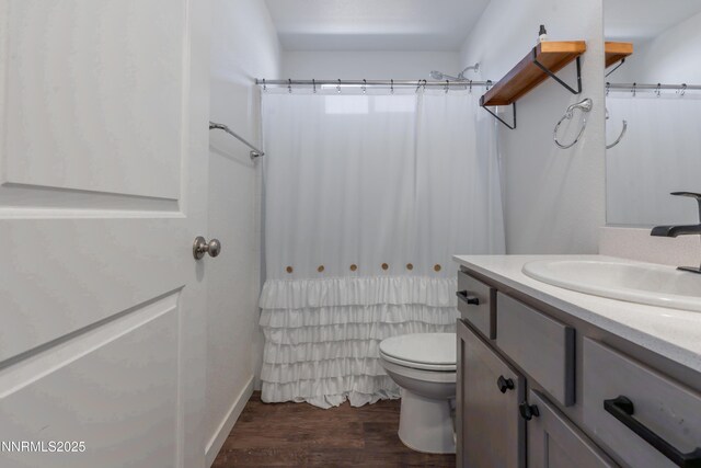 102 Halite Dr, Dayton, NV 89403 - bathroom featuring vanity, wood finished floors, and curtained shower