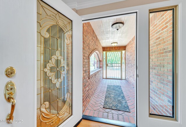 1401 Jefferson Dr, Carson City, NV 89706 - entryway featuring brick wall and brick flooring