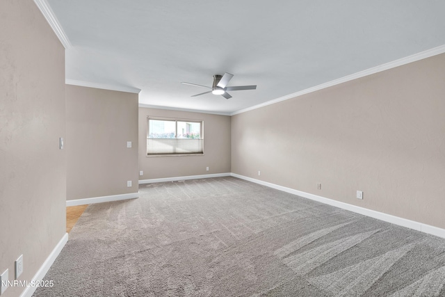 1401 Jefferson Dr, Carson City, NV 89706 - empty room featuring a ceiling fan, ornamental molding, and light carpet