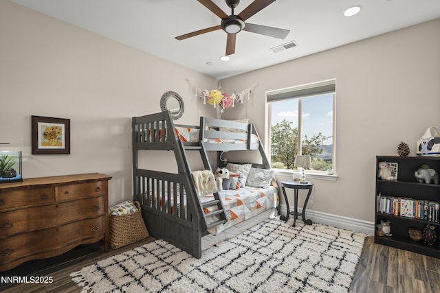5427 Salmon River Ct, Reno, NV 89511 - bedroom with wood finished floors, recessed lighting, and ceiling fan