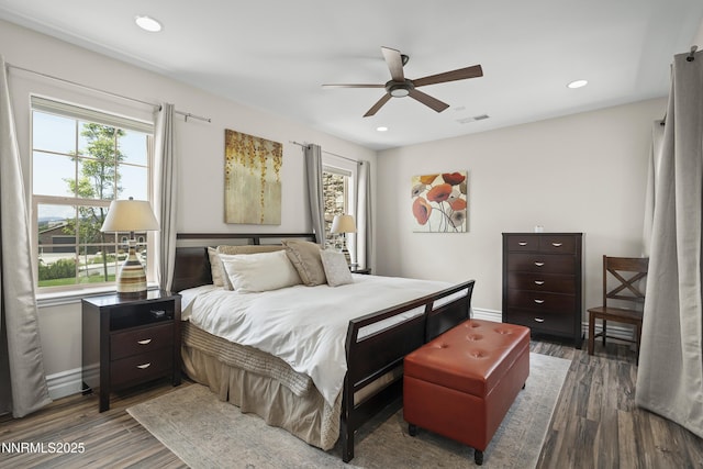 5427 Salmon River Ct, Reno, NV 89511 - bedroom with multiple windows, wood finished floors, recessed lighting, and ceiling fan