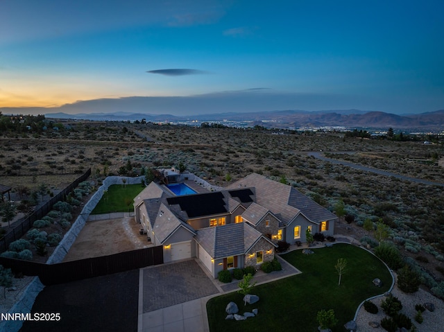 5427 Salmon River Ct, Reno, NV 89511 - aerial view at dusk of a mountain view, view of desert, and a rural view