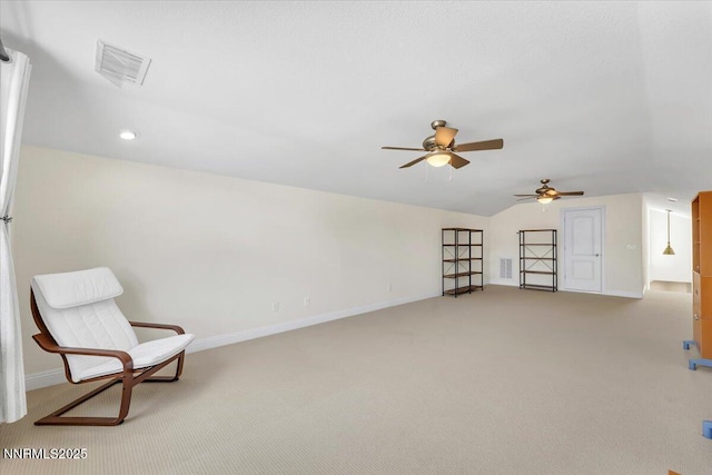 1636 Robb Dr, Carson City, NV 89703 - unfurnished room with a ceiling fan, light carpet, vaulted ceiling, and recessed lighting