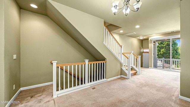 225 Gramercy Ln, Reno, NV 89509 - stairs featuring carpet flooring, a chandelier, and recessed lighting