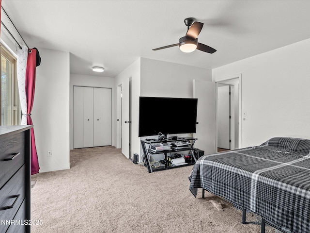 431 Michael Dr, Fallon, NV 89406 - carpeted bedroom featuring a closet and a ceiling fan