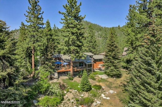 1263 Hidden Woods Dr, Zephyr Cove, NV 89413 - aerial view of property and surrounding area with a heavily wooded area