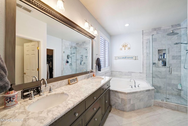 1575 Canyonlands Ct, Reno, NV 89521 - full bath with a garden tub, a stall shower, double vanity, and a spacious closet