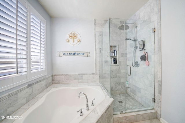 1575 Canyonlands Ct, Reno, NV 89521 - full bathroom with a garden tub, healthy amount of natural light, and a stall shower