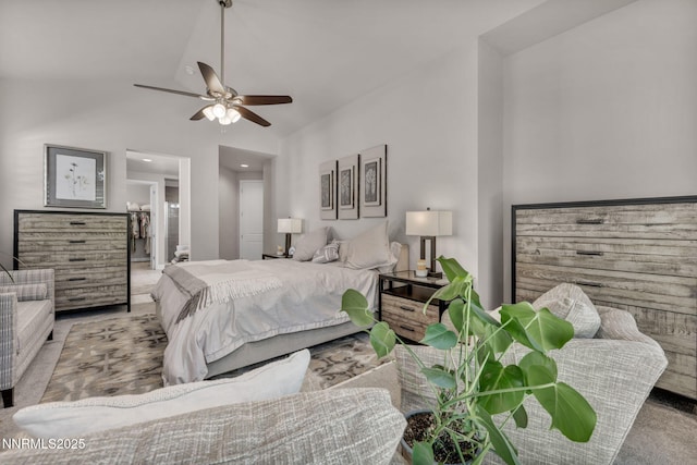 6161 Wycliffe Cir, Reno, NV 89519 - bedroom featuring carpet floors, a ceiling fan, and vaulted ceiling