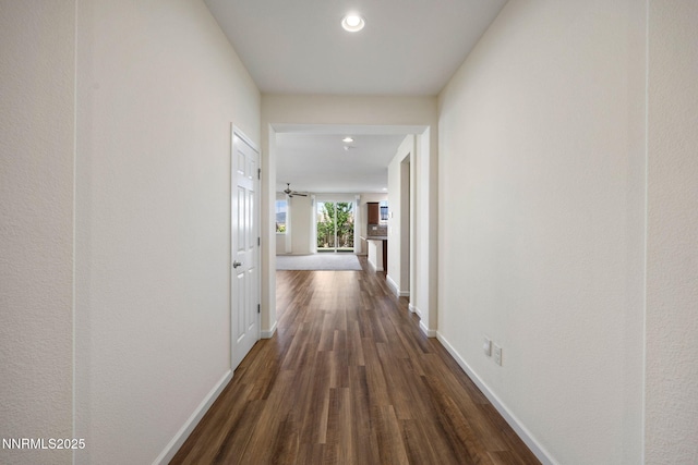 14144 American Pillar Ct, Reno, NV 89511 - hallway with dark wood-style floors and recessed lighting