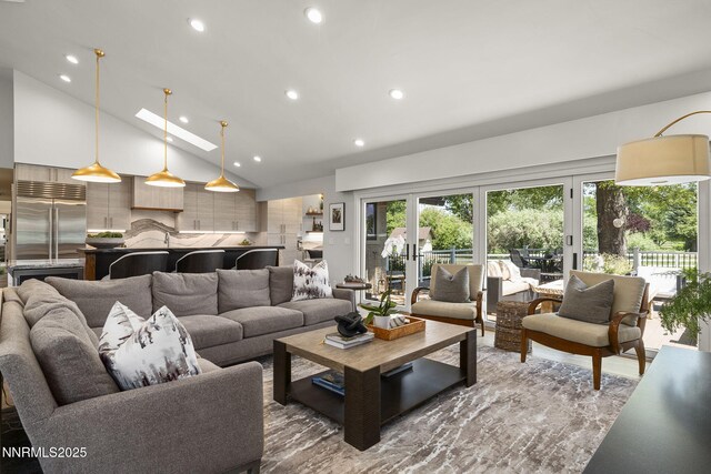 10594 Dixon Ln, Reno, NV 89511 - living room with recessed lighting and high vaulted ceiling