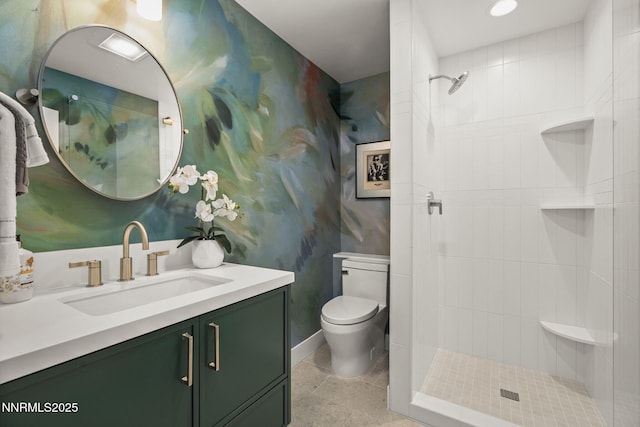 10594 Dixon Ln, Reno, NV 89511 - full bathroom featuring a shower stall, vanity, and wallpapered walls