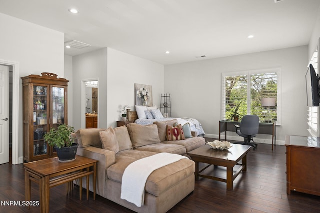 10594 Dixon Ln, Reno, NV 89511 - living area with recessed lighting and dark wood-type flooring