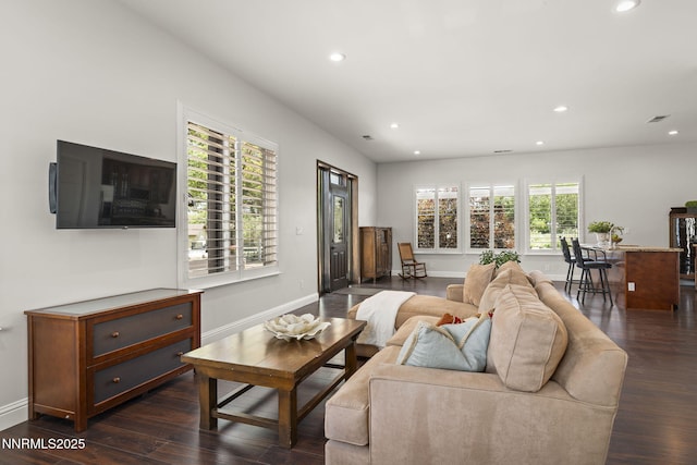10594 Dixon Ln, Reno, NV 89511 - living area with dark wood-type flooring and recessed lighting