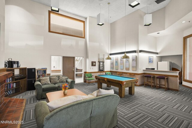 3095 Lakeside Unit 203, Reno, NV 89509 - rec room with a high ceiling, pool table, and carpet floors
