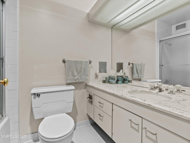 100 N Arlington Ave Unit 20J, Reno, NV 89501 - full bath with a shower with door, vanity, and tile patterned floors