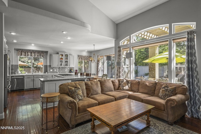 4374 Cullen Ct, Reno, NV 89519 - living area featuring dark wood-type flooring and recessed lighting