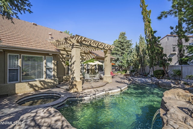 4374 Cullen Ct, Reno, NV 89519 - view of pool with an in-ground hot tub, a fenced backyard, and a patio area